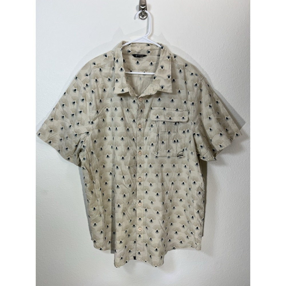 Stoic Shirt Mens XL Geometric Sunburst Ripstop Button Up Short Sleeve Outdoor